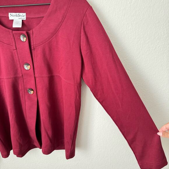 Vintage North Style Women Red Cardigan Sweater Button Top Longsleeve Size Small - Picture 6 of 8